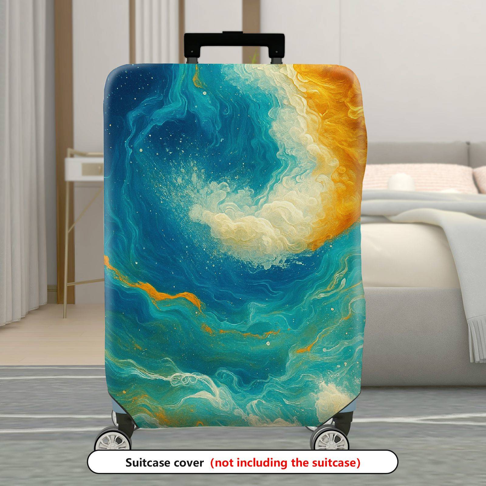 1-Piece Galaxy Wave Artistic Abstract Colorful Swirl Cosmic  Suitcase Luggage Cover, Stretch Protective Sleeve