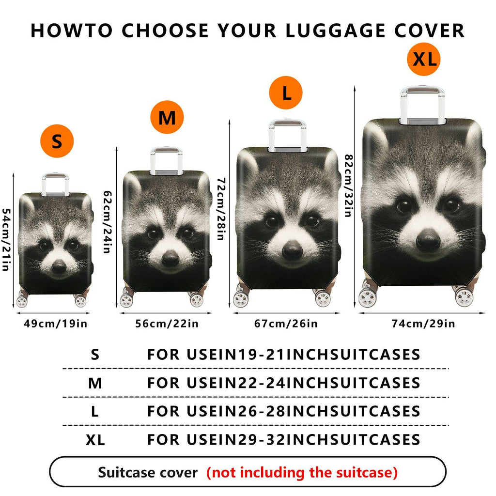 1-Piece Cute Animal Raccoon Face Wildlife Nature Fun  Suitcase Luggage Cover, Stretch Protective Sleeve