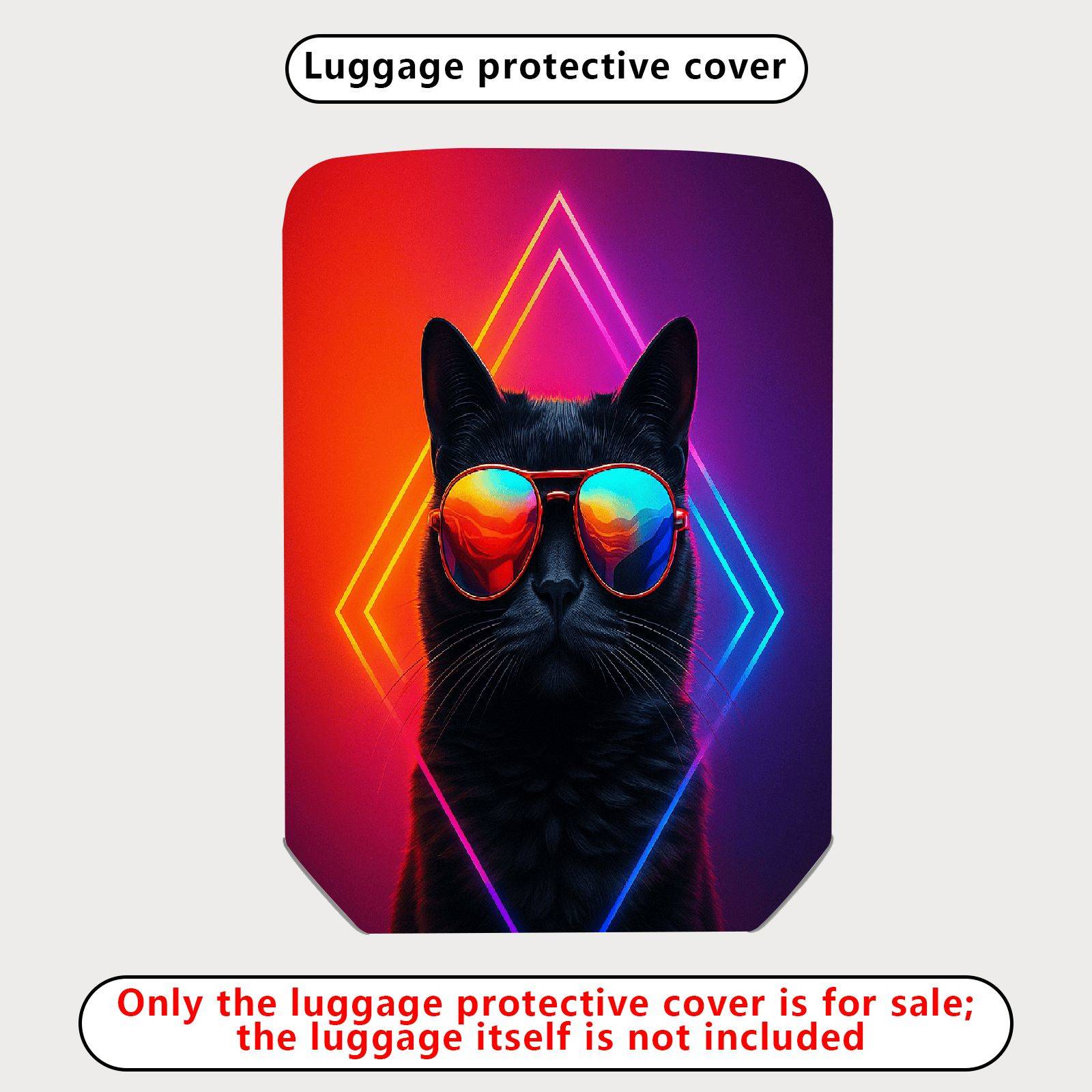 1-Piece Cat Sunglasses  Geometric Cool Trendy  Suitcase Luggage Cover, Stretch Protective Sleeve