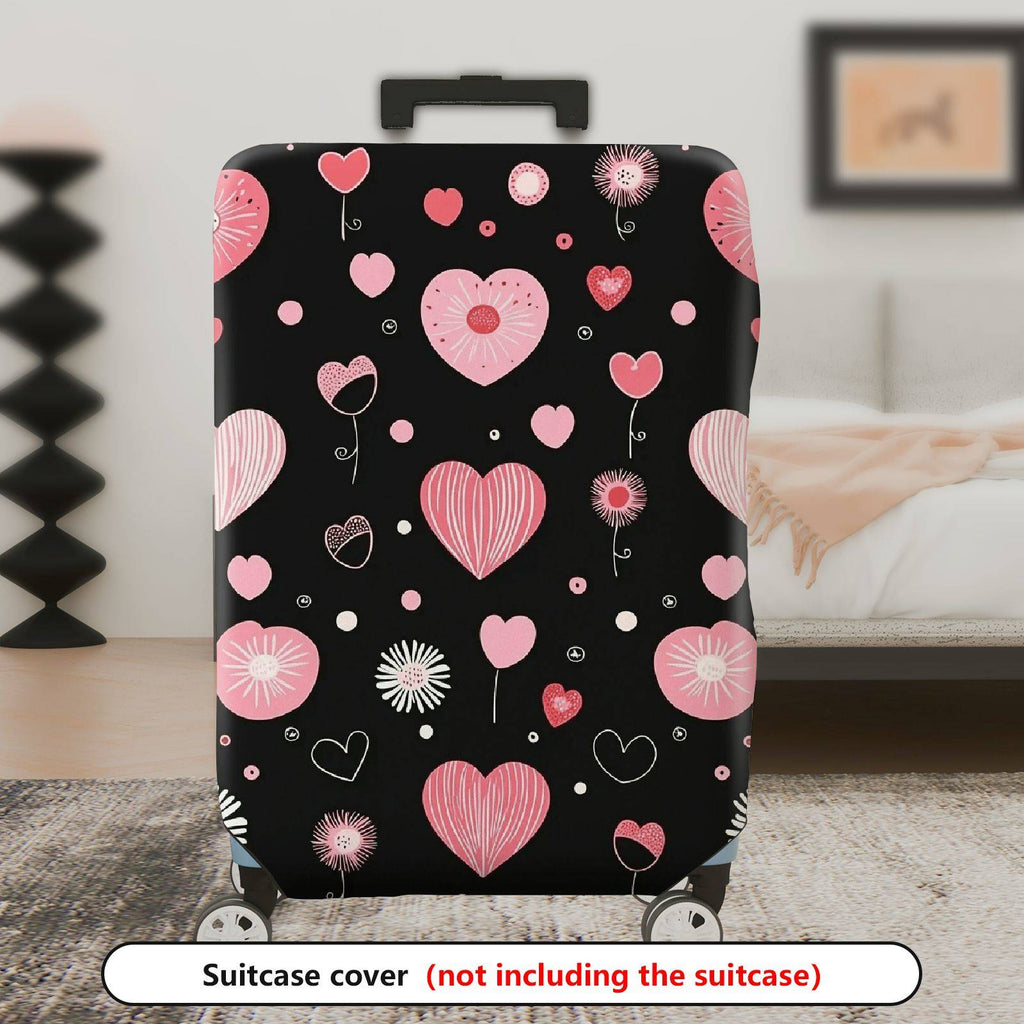 1-Piece Heart Flower Love Valentine Romantic Cute  Suitcase Luggage Cover, Stretch Protective Sleeve