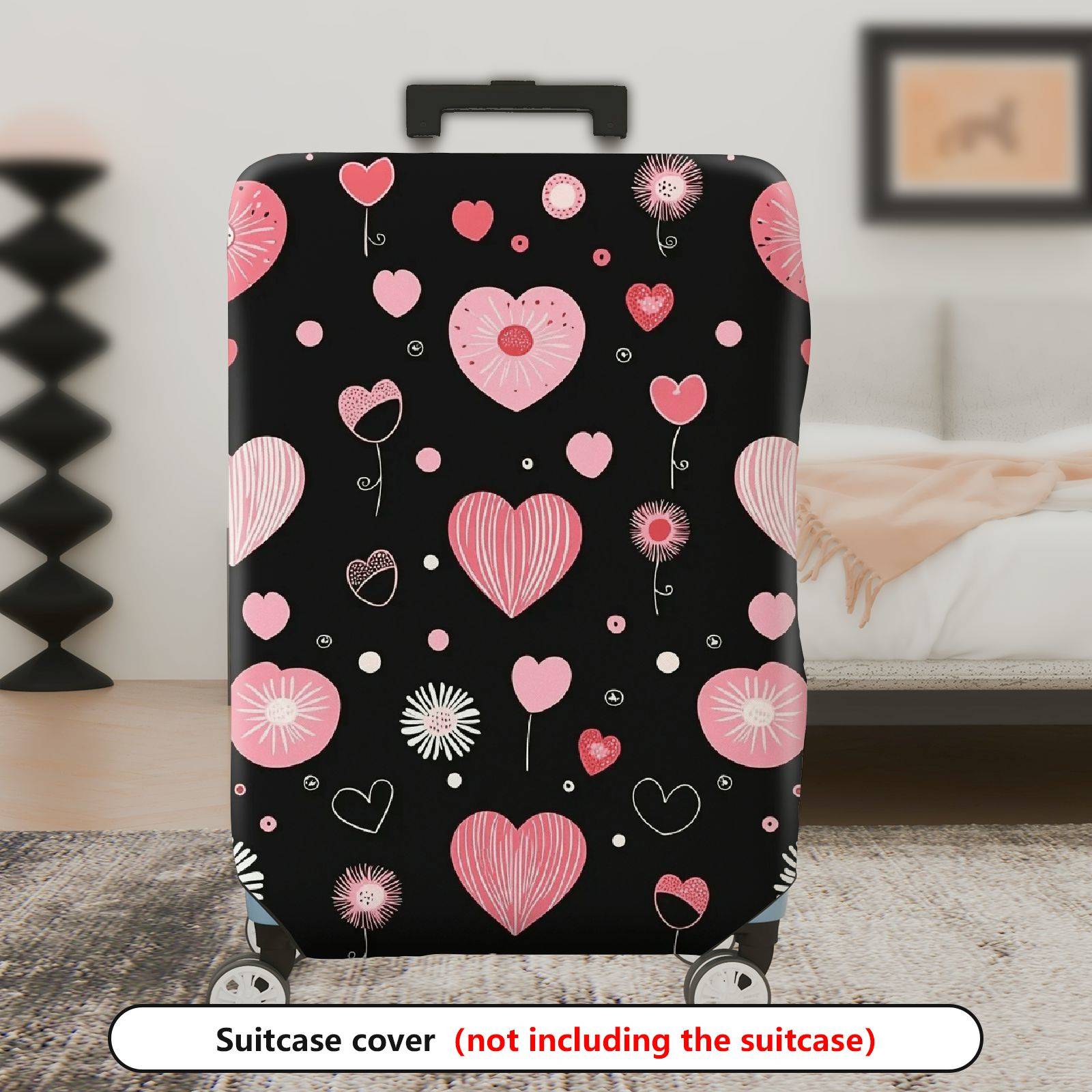 1-Piece Heart Flower Love Valentine Romantic Cute  Suitcase Luggage Cover, Stretch Protective Sleeve