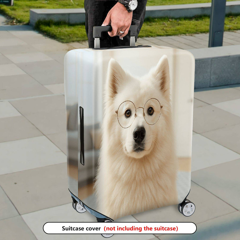1-Piece Cute Dog Glasses White Living Room Sofa  Suitcase Luggage Cover, Stretch Protective Sleeve