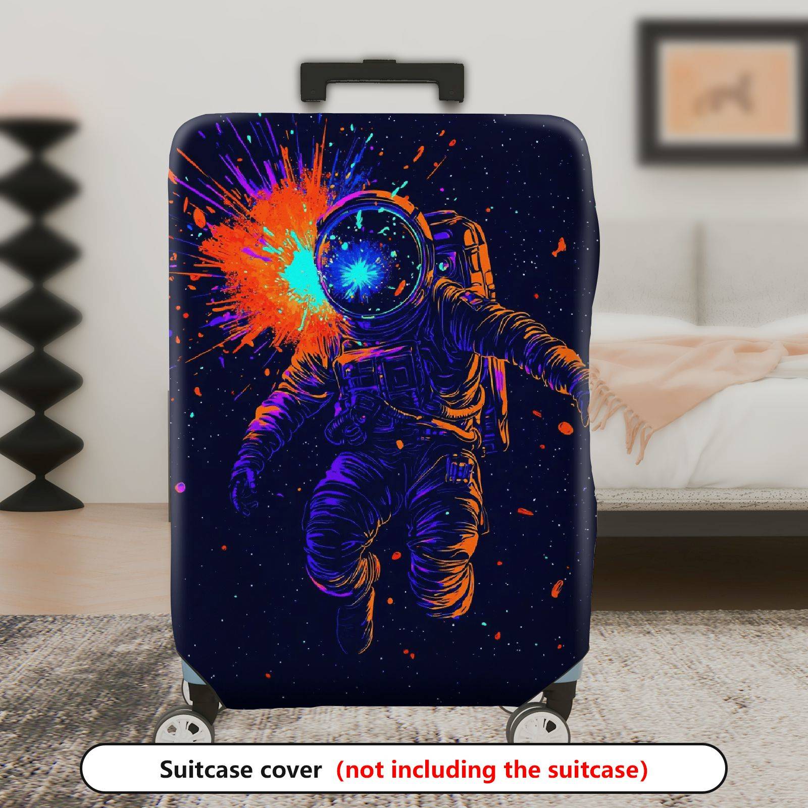 1-Piece Astronaut Space Galactic Colorful Vibrant Celestial  Suitcase Luggage Cover, Stretch Protective Sleeve