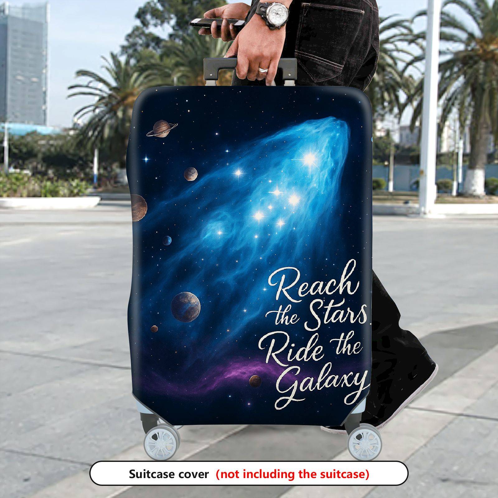 1-Piece Galaxy Stars Space Astronaut Planet Cosmic  Suitcase Luggage Cover, Stretch Protective Sleeve