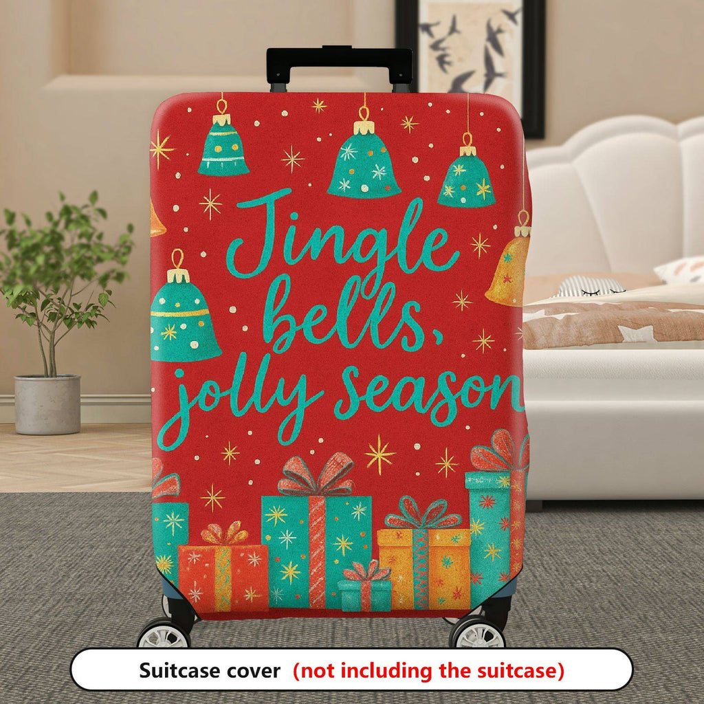 1-Piece Christmas Holiday Festive Bells Gifts  Suitcase Luggage Cover, Stretch Protective Sleeve