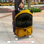 1-Piece Cute Cat Yellow Knitted Hoodie Animal Design  Suitcase Luggage Cover, Stretch Protective Sleeve