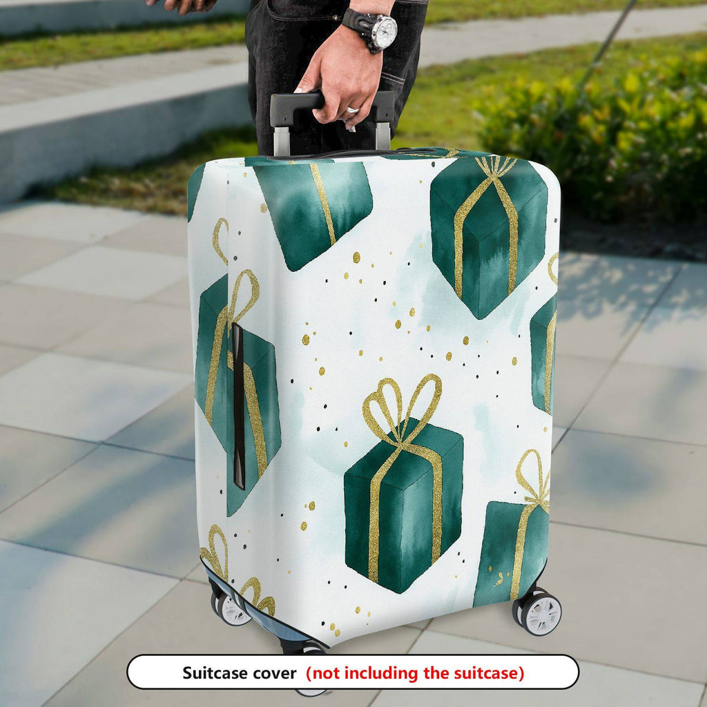 1-Piece Gift Box Ribbon Sparkle Festive Holiday  Suitcase Luggage Cover, Stretch Protective Sleeve