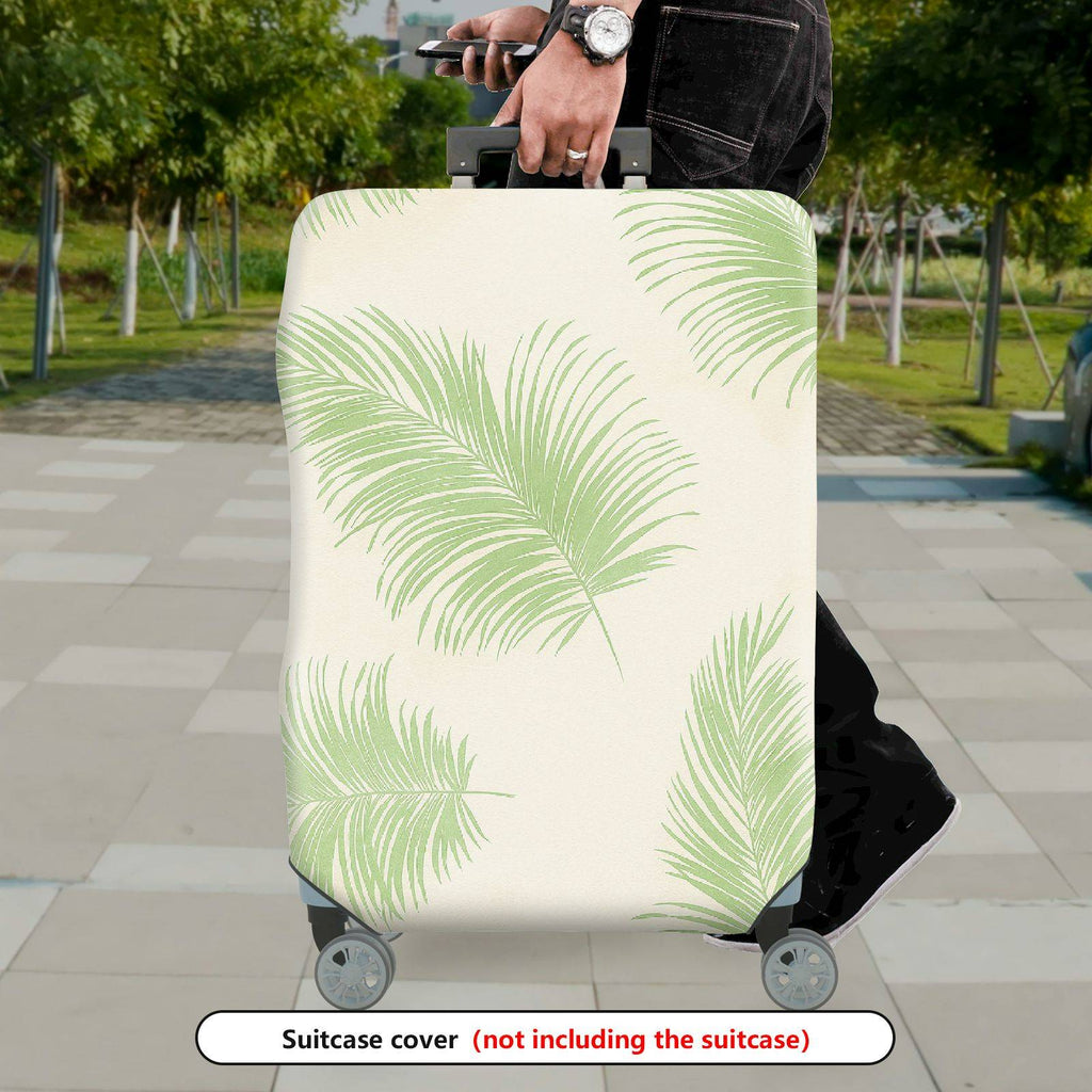 1-Piece Green Leaf Pattern Tropical Nature Travel Holiday  Suitcase Luggage Cover, Stretch Protective Sleeve