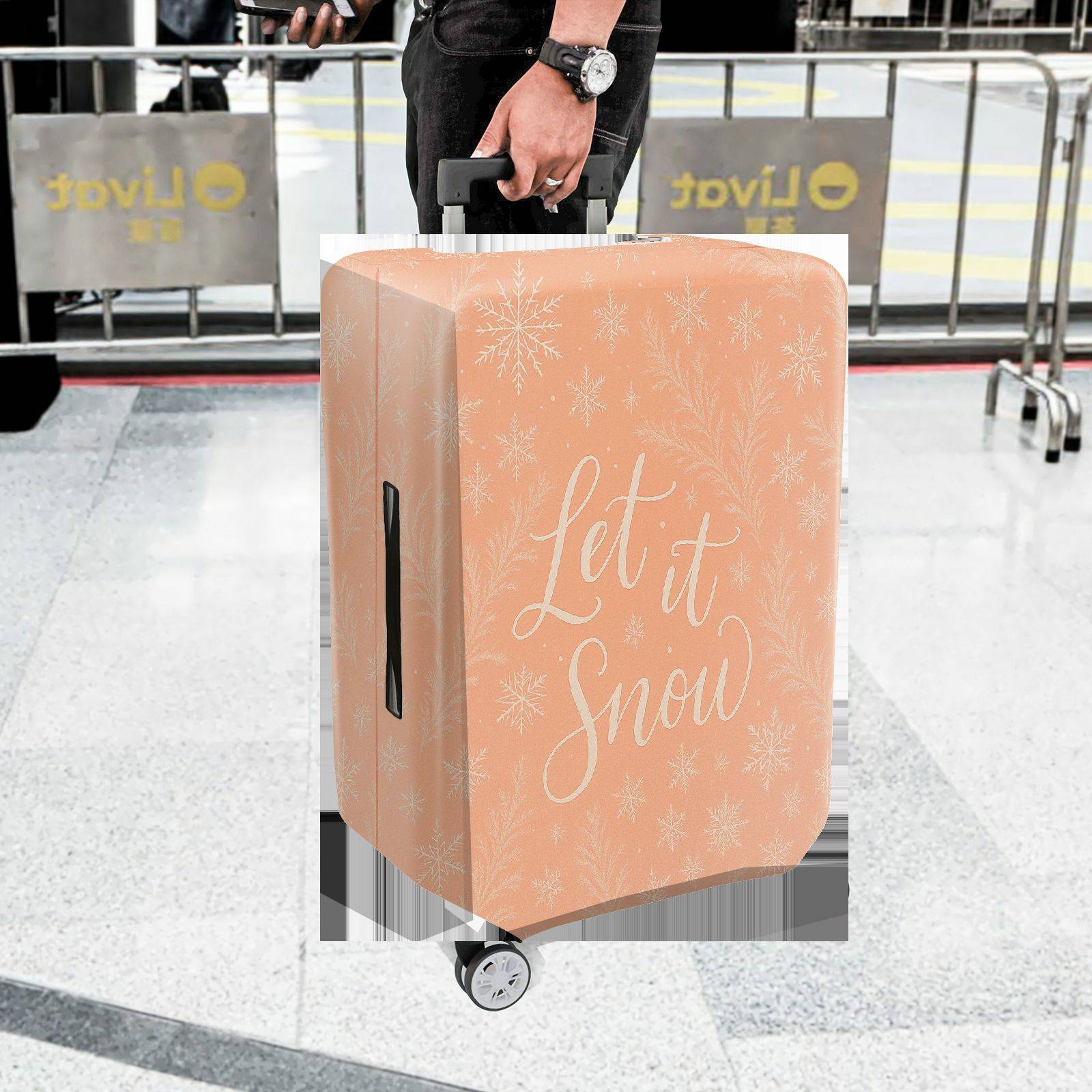 1-Piece Snowflake Winter Holiday Christmas Festive Snow  Suitcase Luggage Cover, Stretch Protective Sleeve
