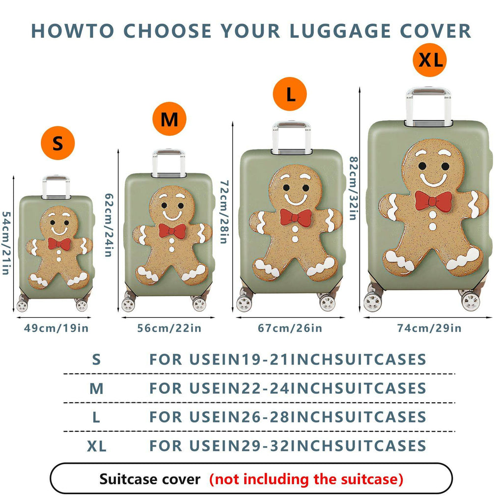 1-Piece Gingerbread Man  Holiday Festive Fun  Suitcase Luggage Cover, Stretch Protective Sleeve