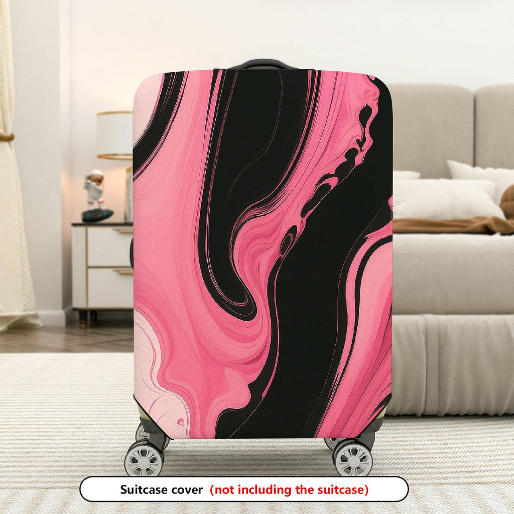 1-Piece Pink Black Abstract Fluid Artistic Modern Stylish  Suitcase Luggage Cover, Stretch Protective Sleeve