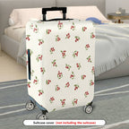 1-Piece Floral Red Berry Green Leaf Holiday Decorative  Suitcase Luggage Cover, Stretch Protective Sleeve