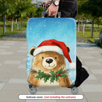 1-Piece Christmas Bear Snow Holiday Festive  Suitcase Luggage Cover, Stretch Protective Sleeve