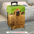 1-Piece Cute Animal Sheep Green Grass Scenic Fun  Suitcase Luggage Cover, Stretch Protective Sleeve