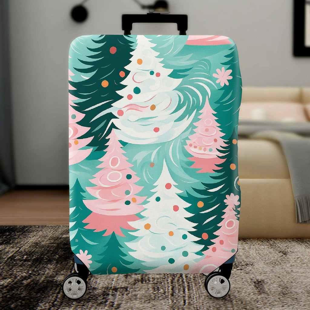 1-Piece Christmas Tree Festive Winter Holiday Pattern  Suitcase Luggage Cover, Stretch Protective Sleeve