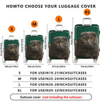 1-Piece Cute Cat Green Furry Animal Stylish  Suitcase Luggage Cover, Stretch Protective Sleeve