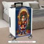 1-Piece Santa Claus Christmas Holiday Festive Winter Cheer  Suitcase Luggage Cover, Stretch Protective Sleeve