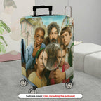 1-Piece Family Nostalgia Vintage Artistic Classic Streets Happy Tour  Suitcase Luggage Cover, Stretch Protective Sleeve