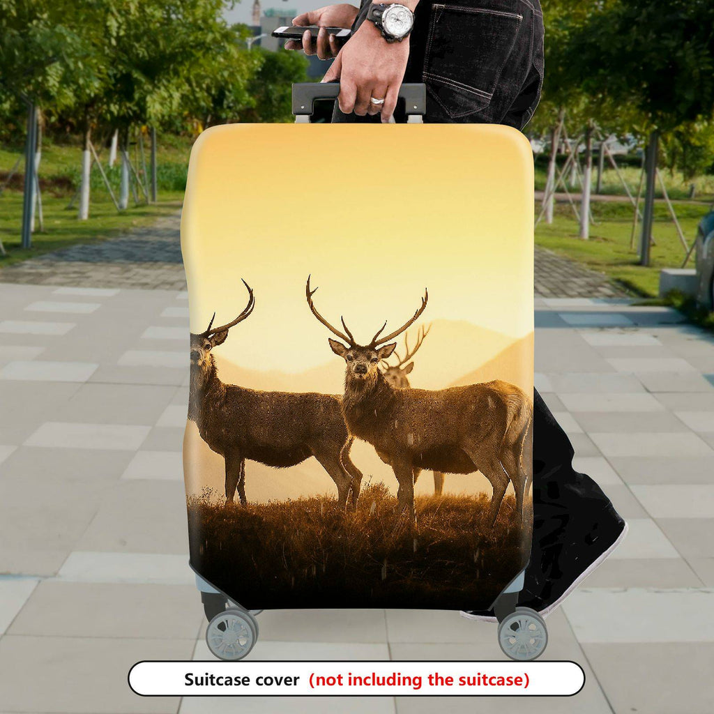 1-Piece Elegant Deer Mountain Nature Landscape Wildlife Sunlight  Suitcase Luggage Cover, Stretch Protective Sleeve