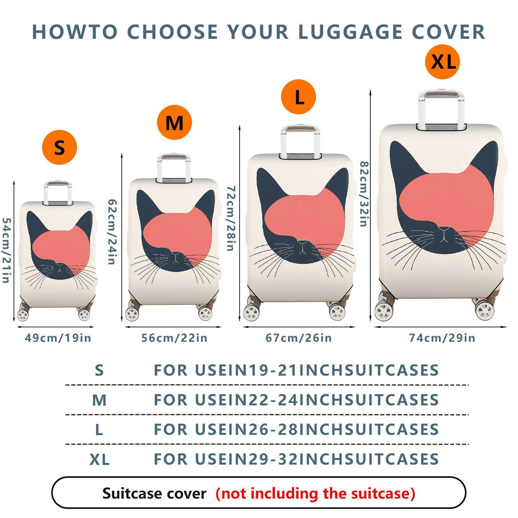 1-Piece Abstract Minimalist Art Cat Pattern Travel  Suitcase Luggage Cover, Stretch Protective Sleeve