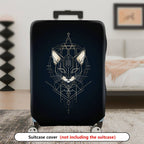 1-Piece Geometric Cat Art Design Black Modern Sleek Stylish  Suitcase Luggage Cover, Stretch Protective Sleeve