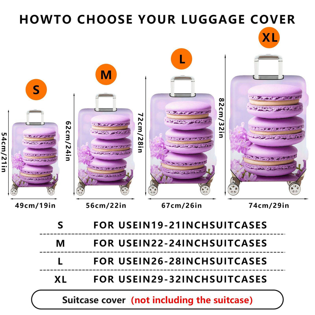 1-Piece Purple Macaron Floral Spring Vibrant Aesthetic  Suitcase Luggage Cover, Stretch Protective Sleeve