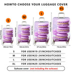 1-Piece Purple Macaron Floral Spring Vibrant Aesthetic  Suitcase Luggage Cover, Stretch Protective Sleeve