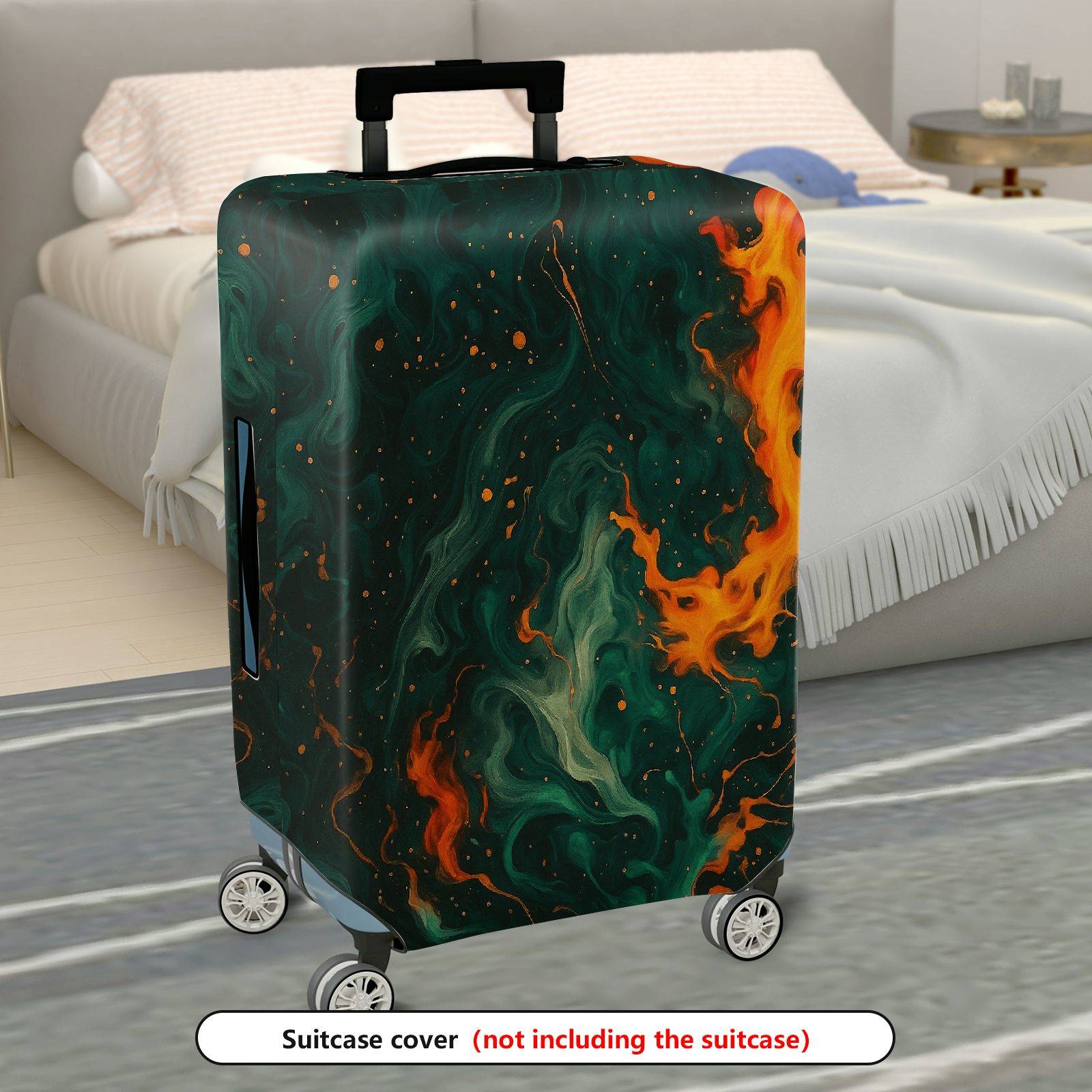 1-Piece Cosmic Flame Swirl Galaxy Artistic Abstract  Suitcase Luggage Cover, Stretch Protective Sleeve