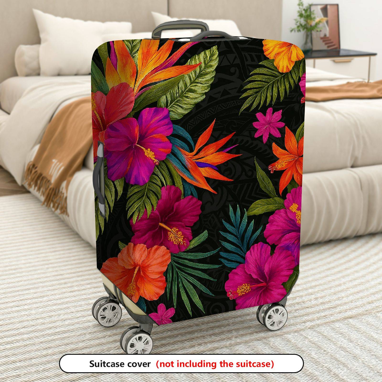 1-Piece A tropical floral jacket for jungle natural plants theme, suitable for business, travel,  Suitcase Luggage Cover, Stretch Protective Sleeve