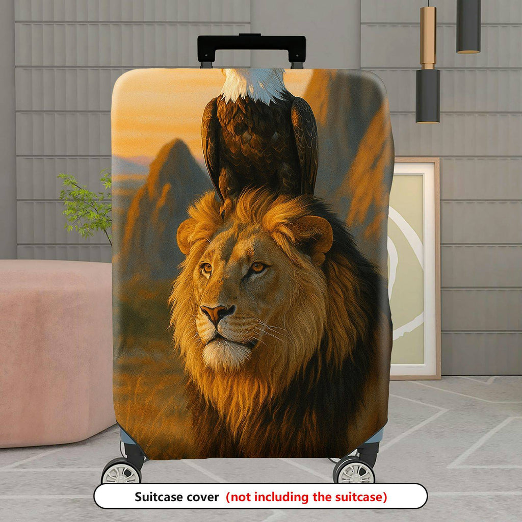 1-Piece Lion Eagle Sunset Landscape Animal Art Nature  Suitcase Luggage Cover, Stretch Protective Sleeve