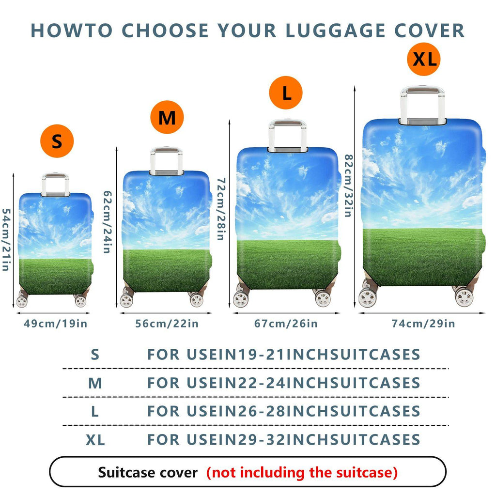 1-Piece Blue Sky Green Field Nature Scenic Landscape  Suitcase Luggage Cover, Stretch Protective Sleeve