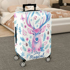 1-Piece Deer Floral Pattern Colorful Magical Holiday Seasonal  Suitcase Luggage Cover, Stretch Protective Sleeve