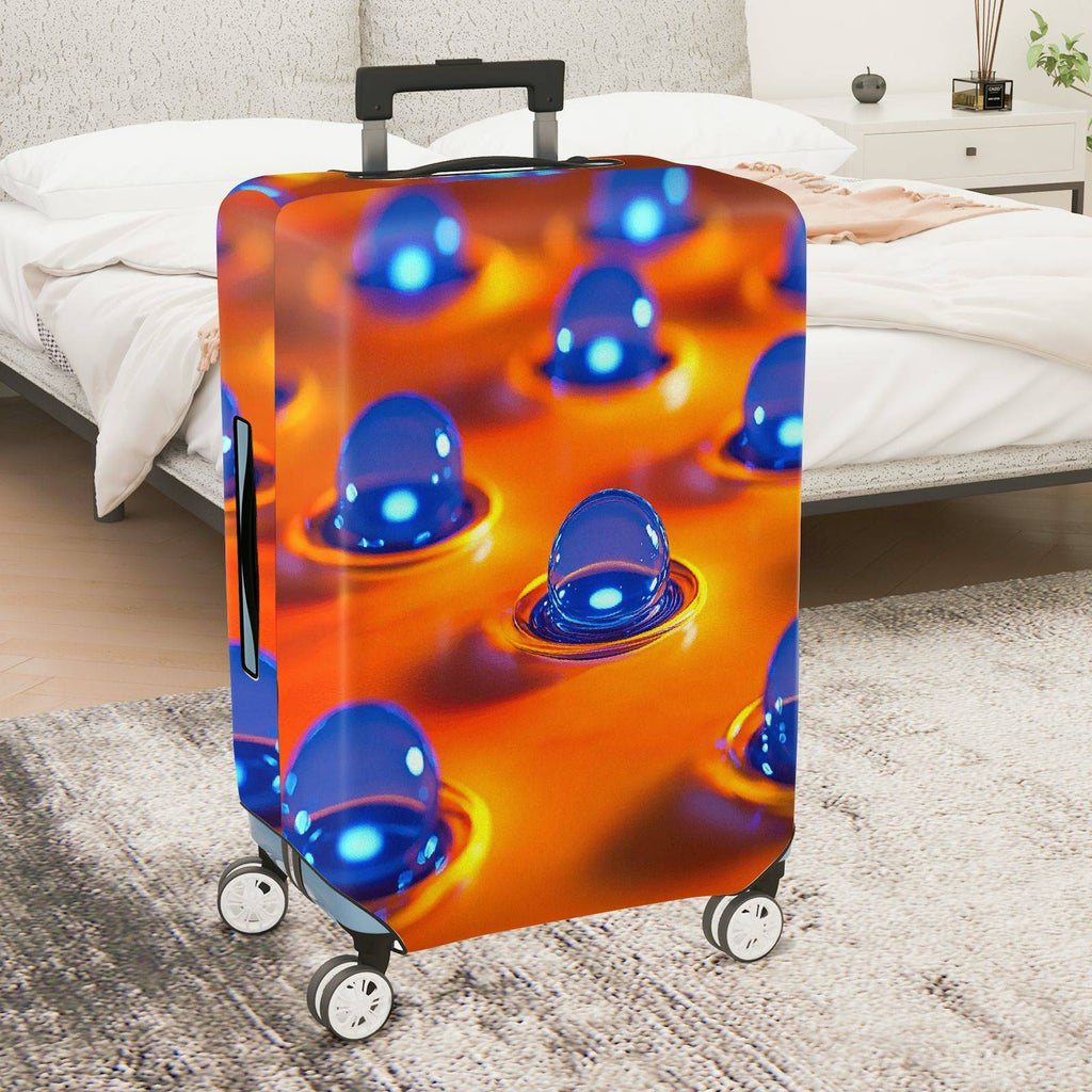 1-Piece Abstract Bubble Orange Blue Modern Artistic Colorful  Suitcase Luggage Cover, Stretch Protective Sleeve