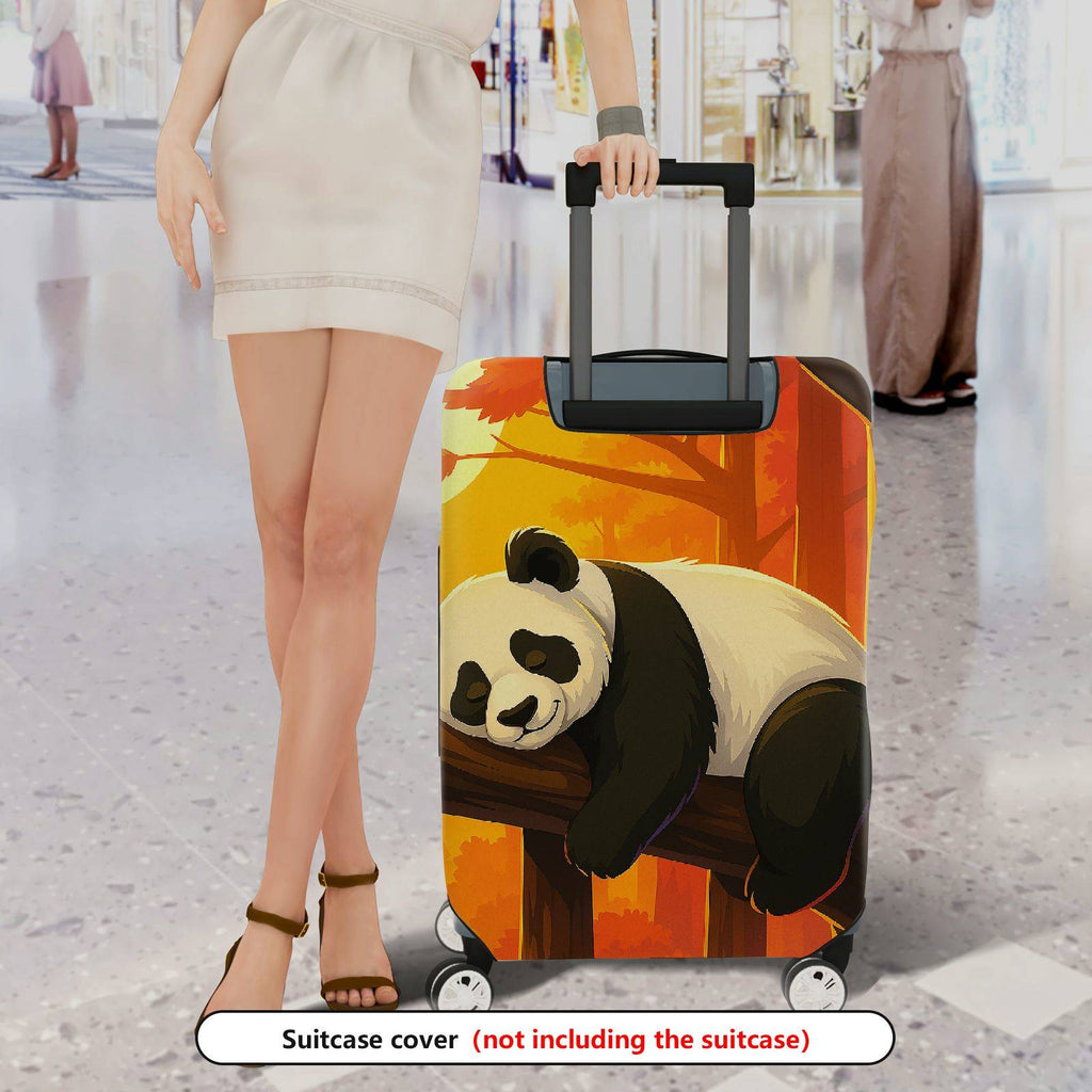 1-Piece Cute  Panda Tree Autumn Nature Luggage  Suitcase Luggage Cover, Stretch Protective Sleeve