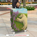 1-Piece Polar Bear Floral Meadow Sky Nature Animal  Suitcase Luggage Cover, Stretch Protective Sleeve