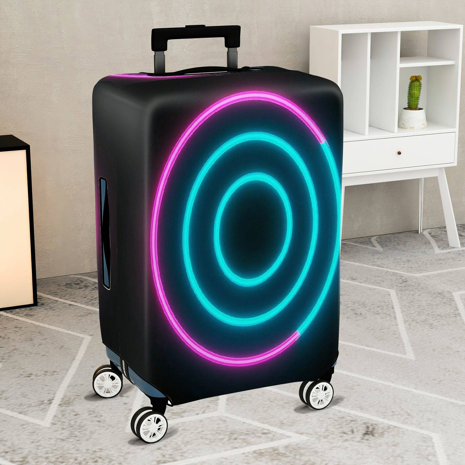 1-Piece Geometric Circle Modern Stylish Vivid  Suitcase Luggage Cover, Stretch Protective Sleeve
