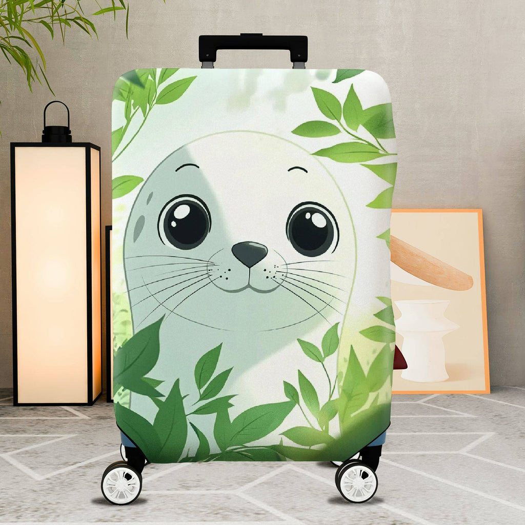 1-Piece Seal Green Leaves Nature Wildlife Cute  Suitcase Luggage Cover, Stretch Protective Sleeve