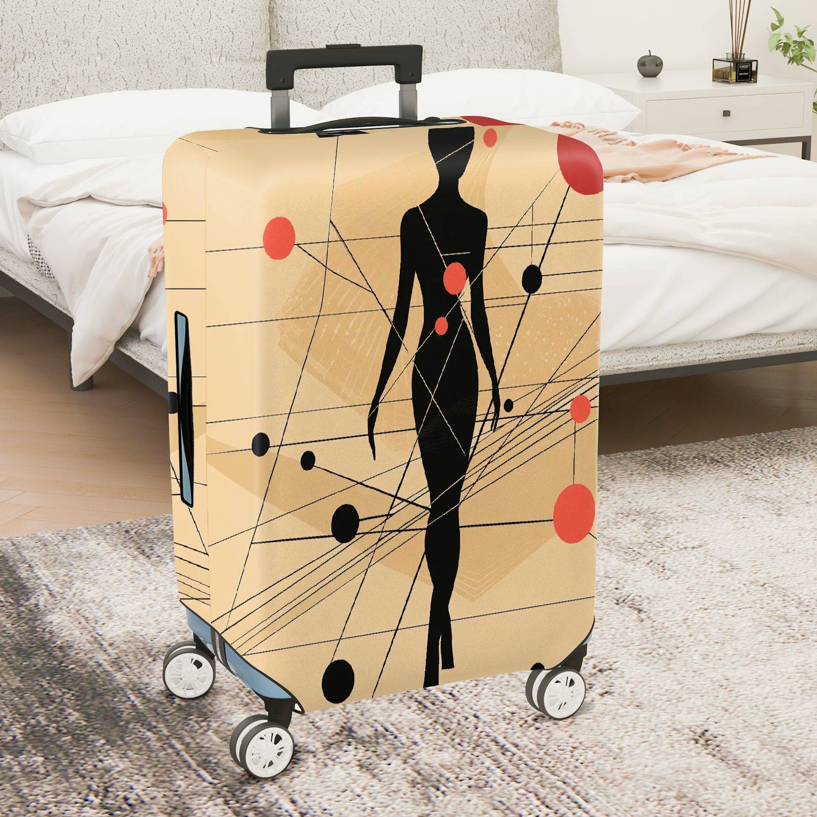 1-Piece Abstract Silhouette Geometric Pattern Modern Stylish  Suitcase Luggage Cover, Stretch Protective Sleeve