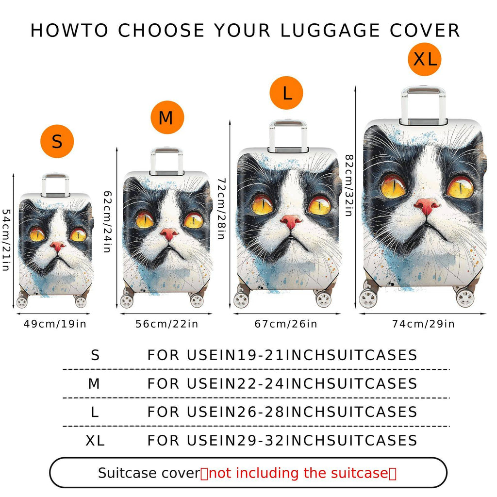 1-Piece Cat Animal Painting Artistic Colorful Fun  Suitcase Luggage Cover, Stretch Protective Sleeve