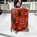 1-Piece Christmas Holiday Winter Gingerbread Coffee Tree  Suitcase Luggage Cover, Stretch Protective Sleeve