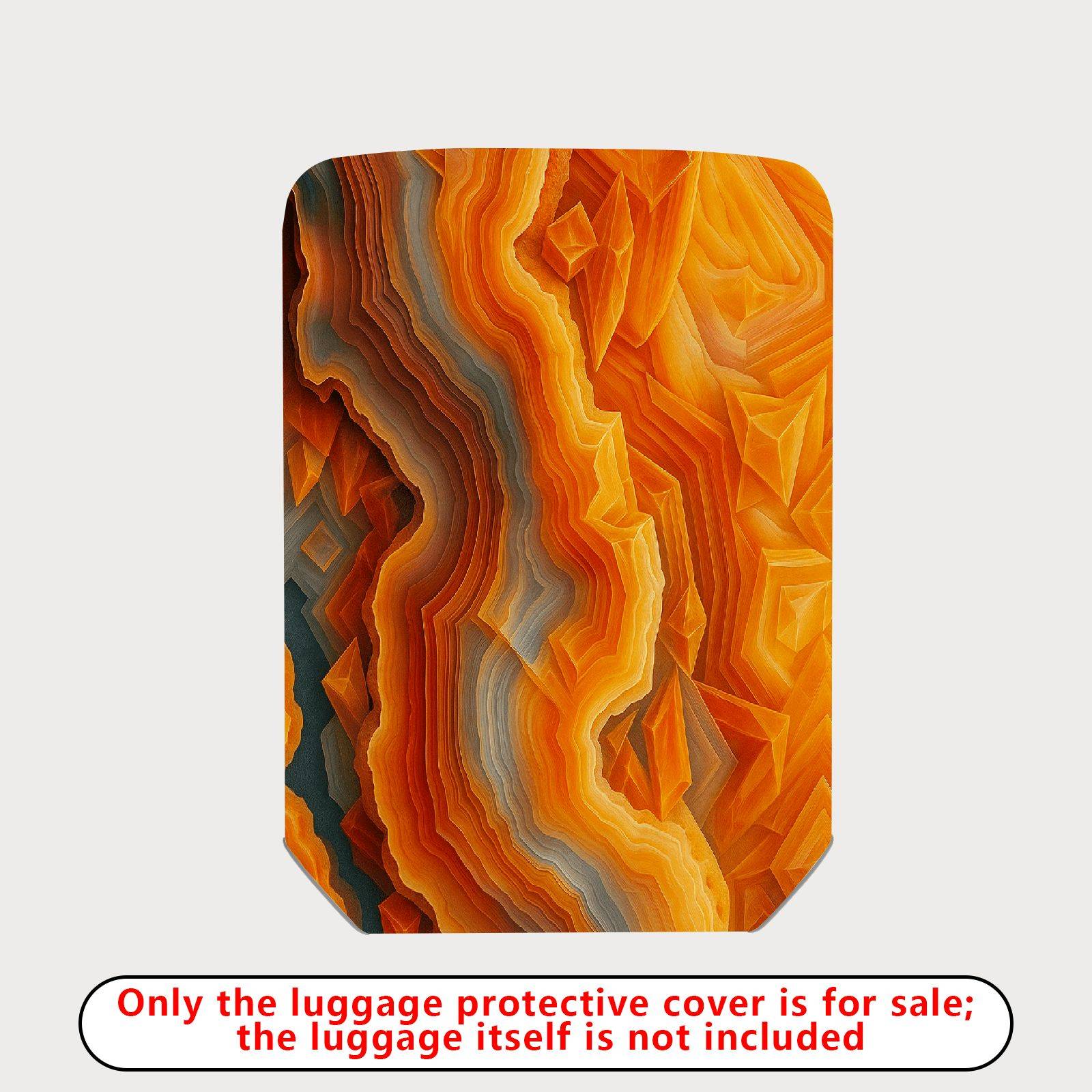 1-Piece Abstract Geometric Orange Blue Wave Dynamic Artistic  Suitcase Luggage Cover, Stretch Protective Sleeve