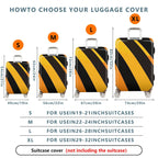 1-Piece Black Yellow Orange Diagonal Stripe Geometric Bold  Suitcase Luggage Cover, Stretch Protective Sleeve