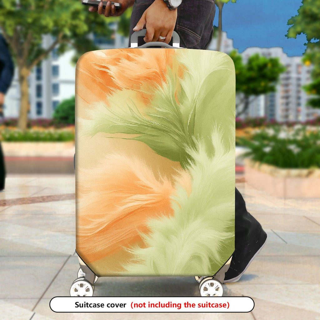 1-Piece Abstract Feather Pattern Pastel Art Style Vibrant  Suitcase Luggage Cover, Stretch Protective Sleeve