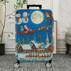 1-Piece Christmas Winter Santa Snowman Reindeer Holiday  Suitcase Luggage Cover, Stretch Protective Sleeve