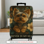 1-Piece Yorkie Dog Floral Nature Butterfly Text  Suitcase Luggage Cover, Stretch Protective Sleeve