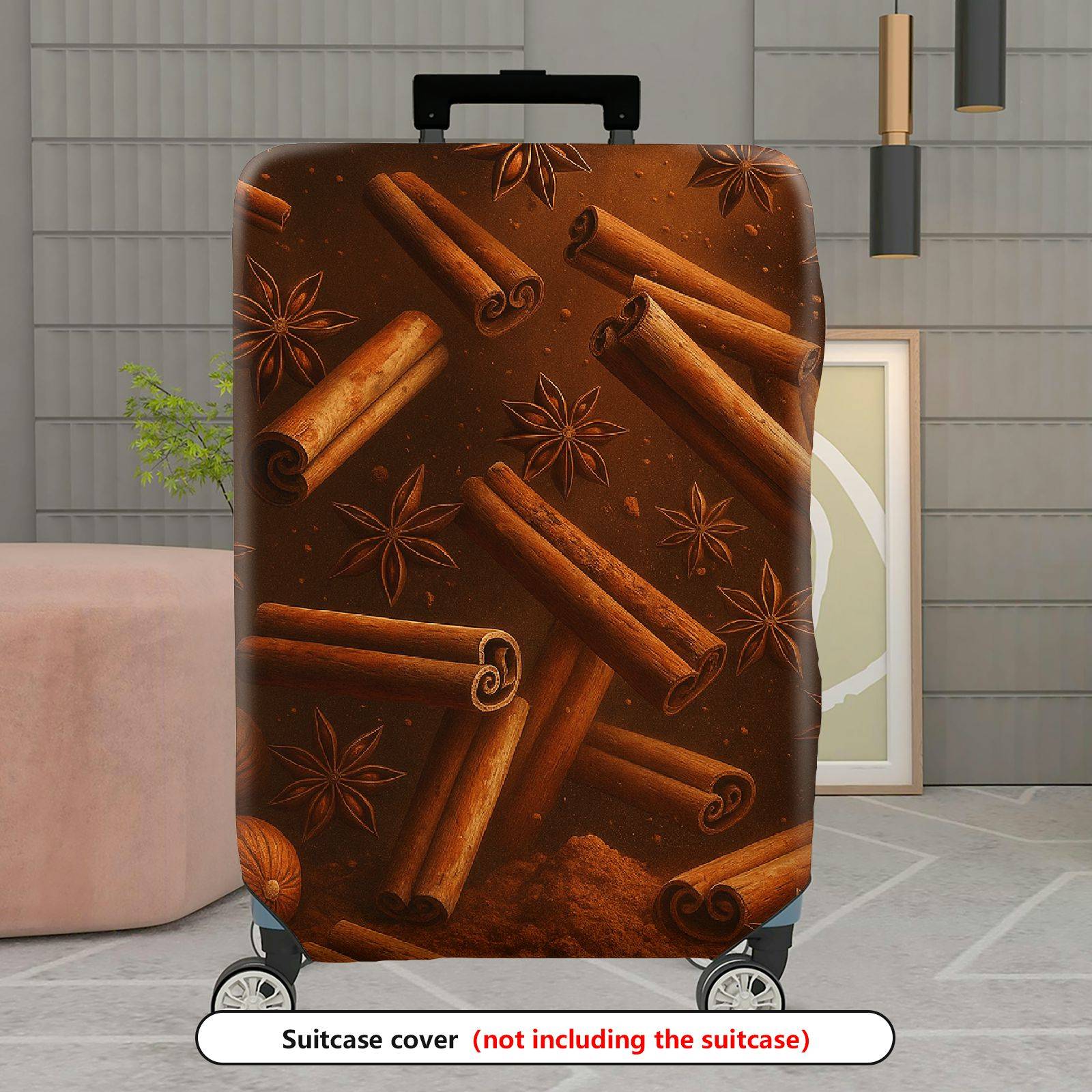 1-Piece Cinnamon Spice Holiday Winter Cocoa Travel Aroma  Suitcase Luggage Cover, Stretch Protective Sleeve