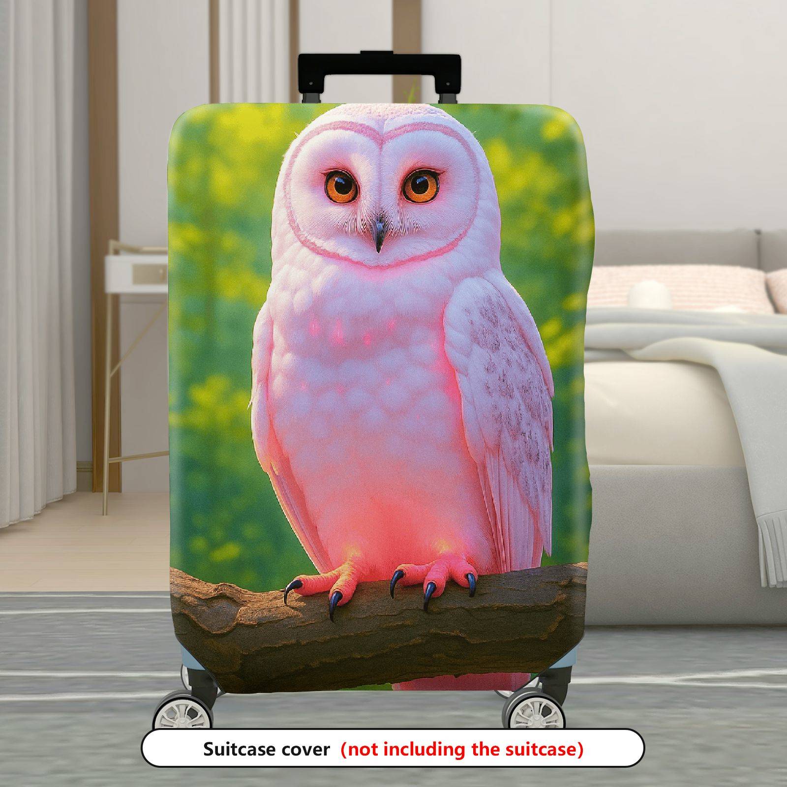 1-Piece Cute Owl Pink Forest Nature Animal  Suitcase Luggage Cover, Stretch Protective Sleeve