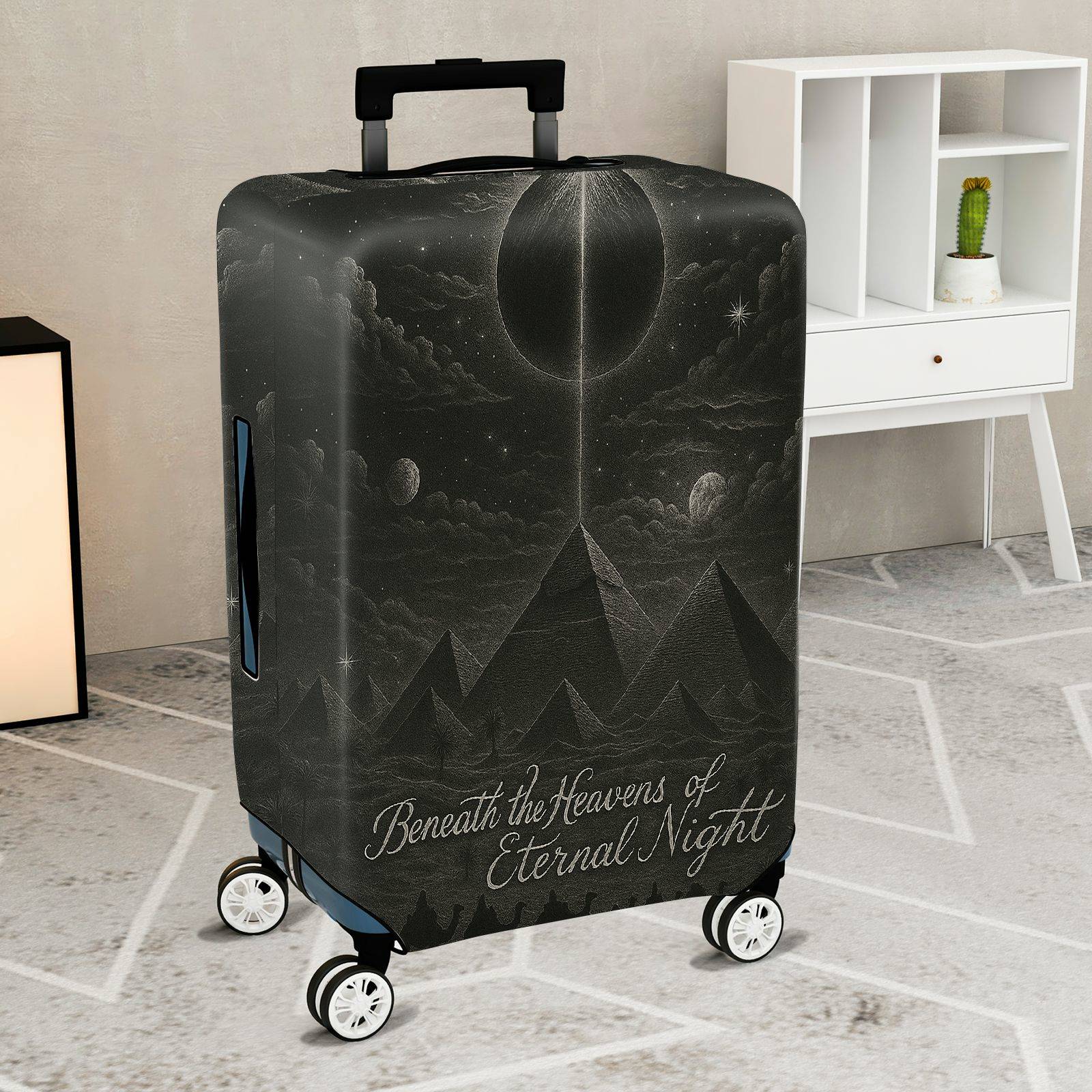 1-Piece Cosmic Night Sky Mountain Moon Star  Suitcase Luggage Cover, Stretch Protective Sleeve