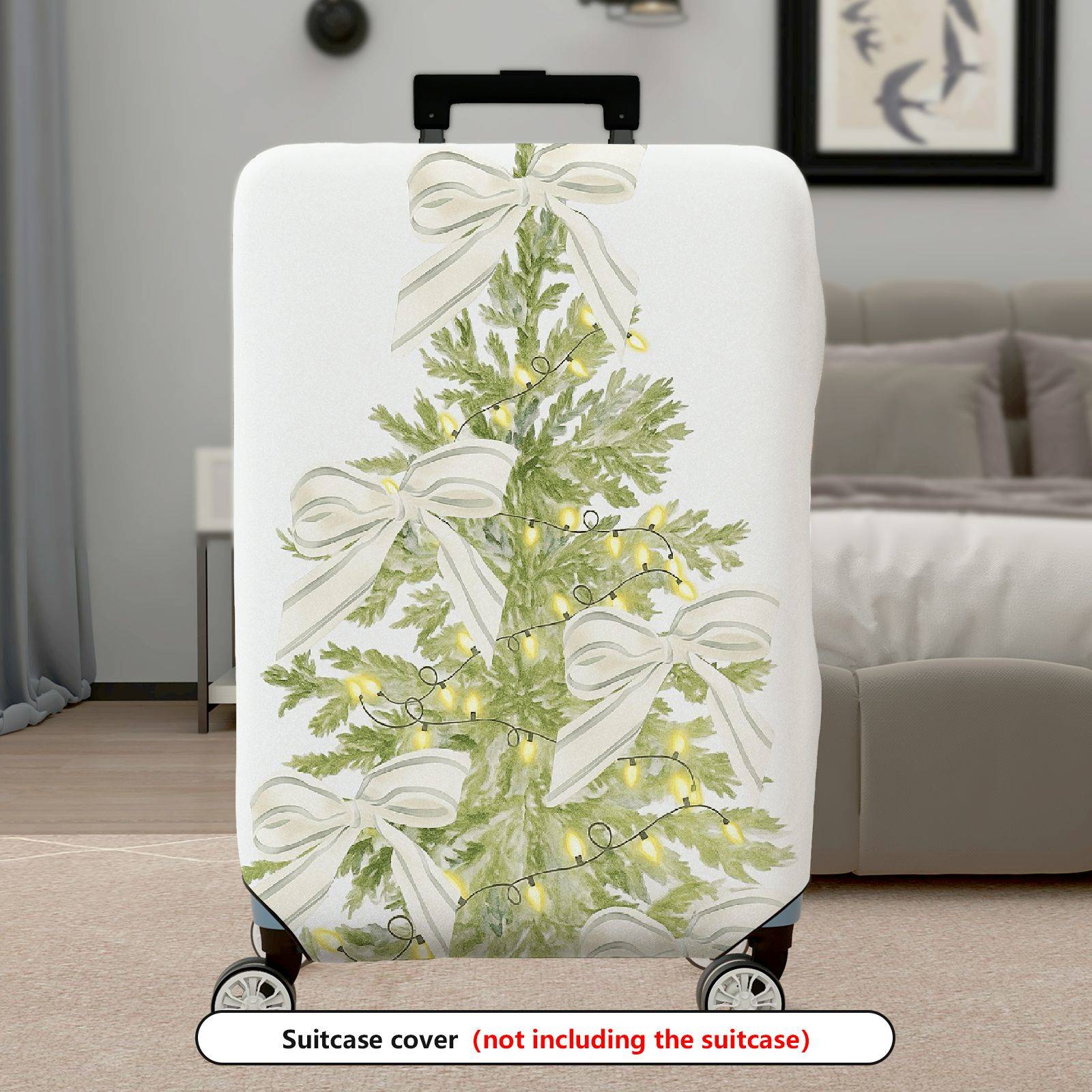 1-Piece Christmas Tree Bow  Holiday Decorative  Suitcase Luggage Cover, Stretch Protective Sleeve
