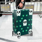 1-Piece Ghost Heart Love Cute Fun Green  Suitcase Luggage Cover, Stretch Protective Sleeve